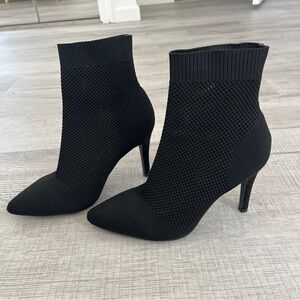 MIA Mckinley Sock Bootie size 6.5 black slip on ankle boot heel worn only twice